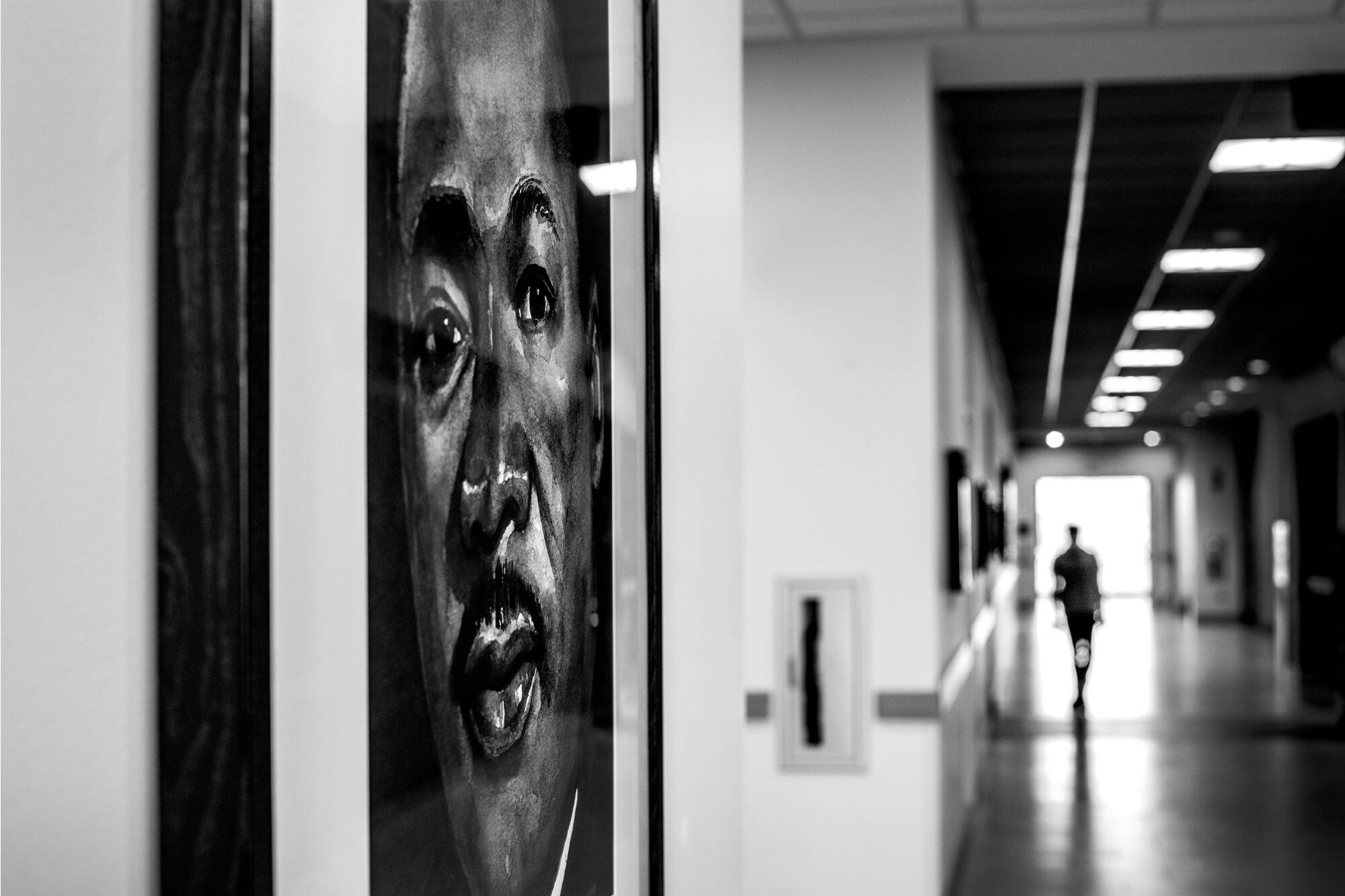 painting of MLK in hallway